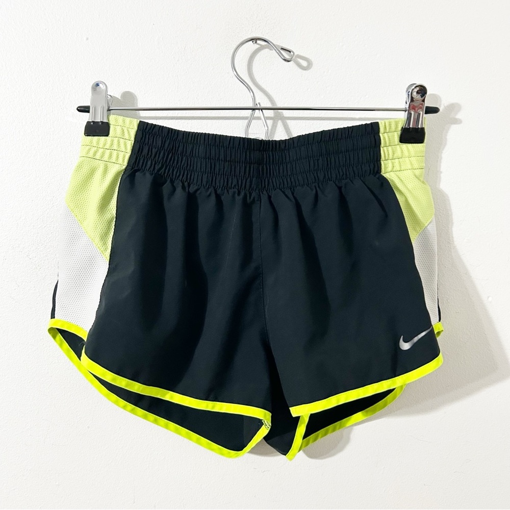 NIKE Brief Lined Dri-fit Athletic Running Shorts Black / Green Drawstring Size S - Picture 2 of 10